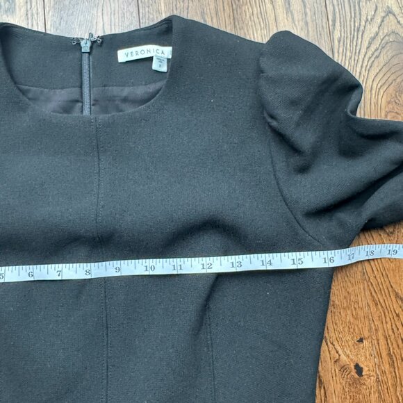 Veronica Beard Black Geoff Puff Shoulder Midi Dress Size 2 Made in USA MSRP $595 - Picture 5 of 13